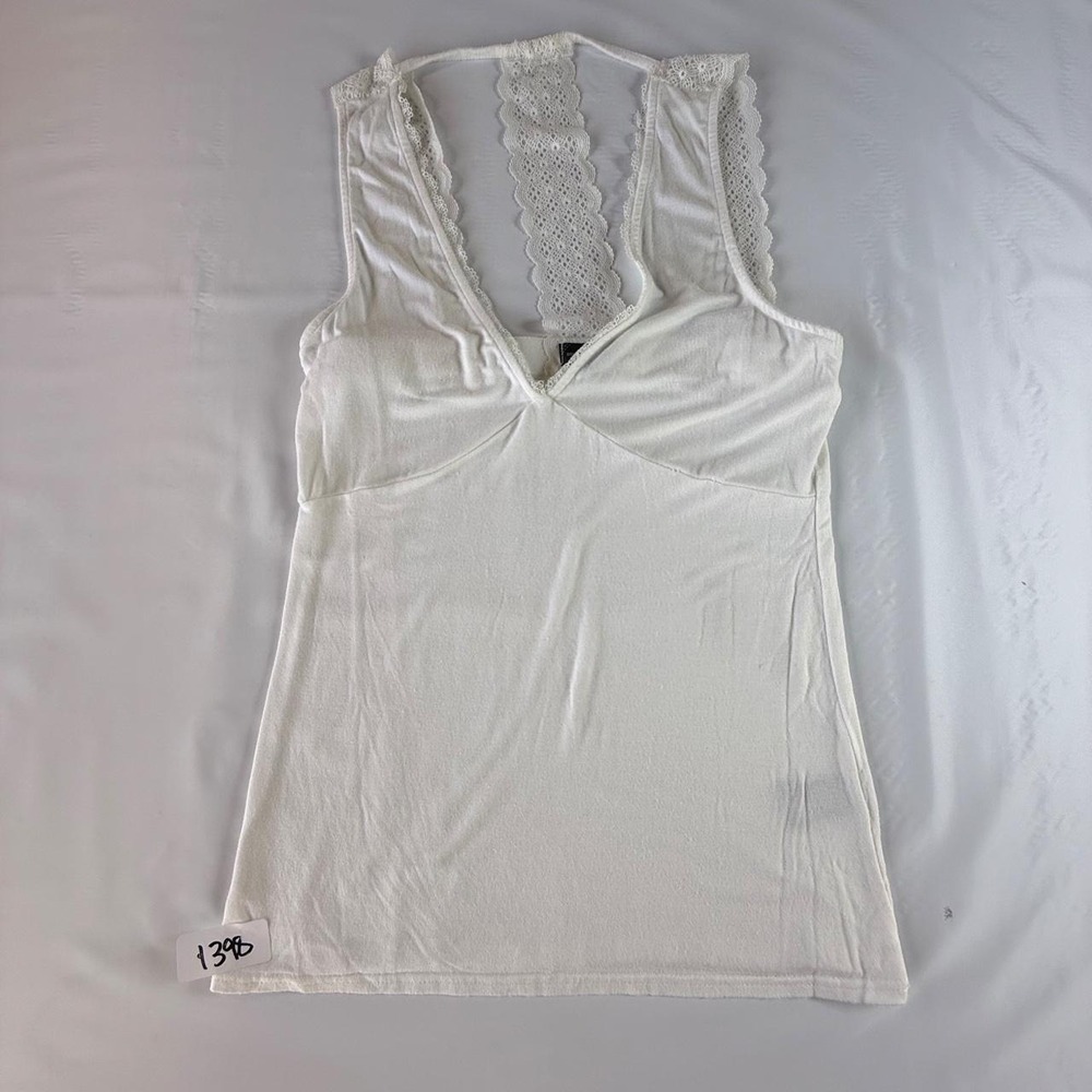BUCKLE BLACK Lace Back Cami‎ Tank Top M Cream White V-Neck Layering Coquette